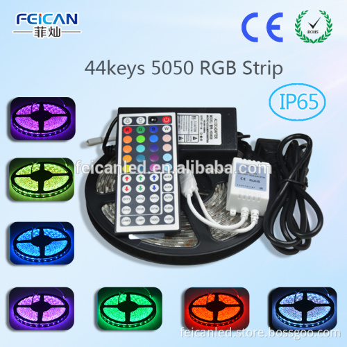 5M SMD 5050 RGB LED Flexible Strip tape Light complete Kit 300LEDs 60LEDs/M with 44Keys IR Remote Controller